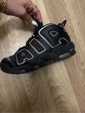 Nike Black and White Air More Uptempo High-Top Sneakers